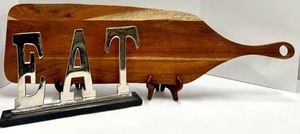 lot 419 image: EAT Sign & Wooden Cutting Board - Kitchen Decor