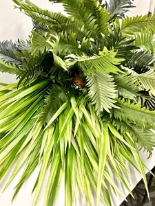 lot 444 image: 8 Tropical Plant Arrangement - Palm Fronds & Variegated Leaves