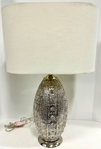 lot 171 image: Crystal Mosaic Table Lamp with Cream Linen Shade