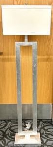 lot 193 image: Modern Rectangular Metal Frame Floor Lamp with White Fabric Shade