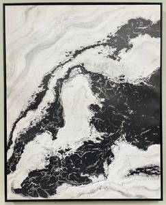 lot 201 image: Abstract Wall Art - Black & White Marble Pattern Framed