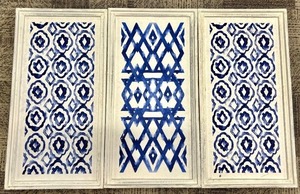 lot 209 image: Blue & White Panels - Set of 3