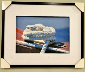 lot 210 image: Nautical Rope Photo in Frame & Boat Deck Scene
