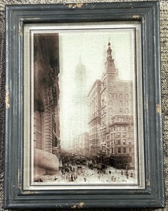 lot 214 image: Framed Vintage Sepia City Street Photo