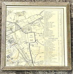 lot 219 image: Map Print - Antiquits Framed Old French Map with Monument Listings