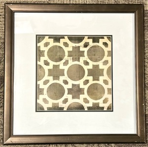 lot 220D image: Framed Art Print - Abstract Geometric Circles & Squares