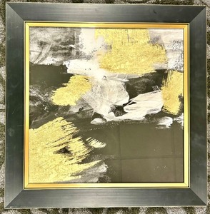 lot 236 image: Abstract Painting - Gold Leaf Accents & Black Frame
