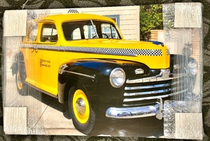 lot 247 image: Acrylic Painting - Vintage Taxi