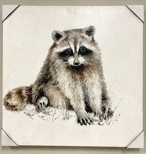 lot 253 image: Raccoon Canvas Painting - Wildlife Artwork