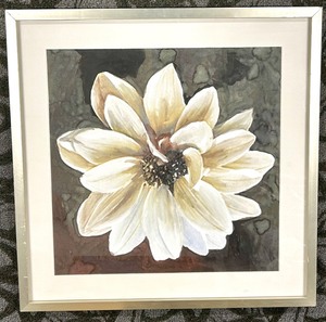 lot 254 image: White Flower Painting - Framed Floral Artwork