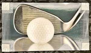 lot 261 image: Golf Print on Acrylic - Golf Ball & Club Scene