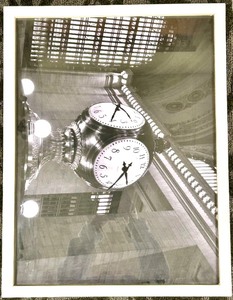 lot 268 image: Grand Central Station Clock Photograph  Black & White Print with Ornate Pedestal