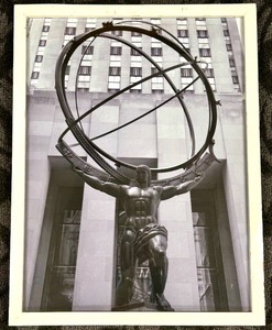 lot 270 image: Atlas Statue Framed Photo Armillary Sphere Black & White
