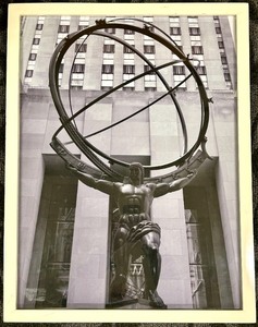 lot 272 image: Atlas Statue Framed Photo Armillary Sphere Black & White