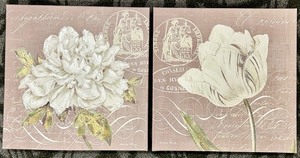 lot 288 image: Northern White Floral Canvas Diptych - 2-Piece Wall Art Set