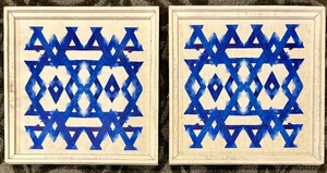 lot 289 image: Framed Art Panels - Blue Geometric