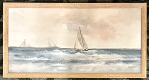 lot 294 image: Framed Sailboat Seascape Painting - Signed Craypan