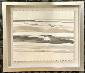 lot 297 image: Abstract Striped Watercolor Collage on Torn-Edge Paper Framed Artwork