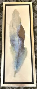 lot 357D image: Abstract Wall Art - Framed Vertical Blue Gray Composition