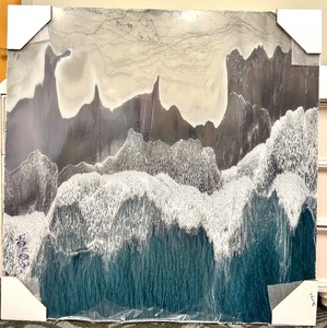 lot 362 image: Acrylic Painting - Abstract Teal Ocean Waves