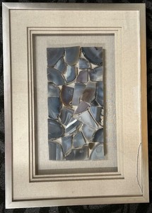 lot 366 image: Blue Glass Mosaic Panel - Framed Artwork & Linen Mat Wall Decor