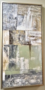 lot 379 image: Abstract Patchwork Painting - Framed Modern Wall Art