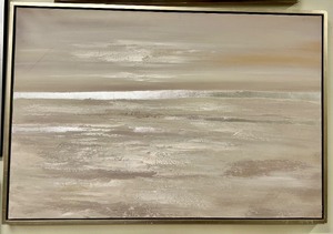 lot 388 image: Abstract Seascape Painting - Framed, Neutral Tones, Thick Textured Brushwork