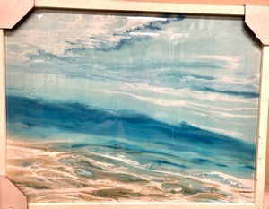 lot 391 image: Seascape Ocean Blue Abstract Wall Art Print - Framed