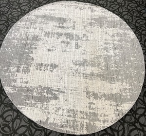 lot 113 image: Round Gray & White Abstract Pattern Circular Area Rug - 105