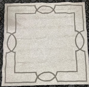 lot 122 image: Square Geometric Border Area Rug - Beige & Grey - 82 x 82