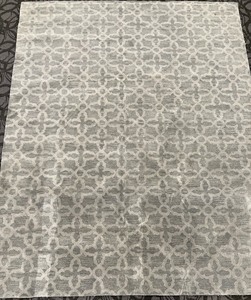 lot 131 image: Capel Area Rug - Gray & Ivory Geometric Trellis Pattern - 8 x 10 ft