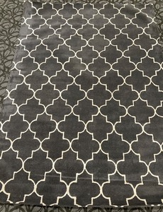 lot 142 image: AMER HOR-22 Moroccan Trellis Area Rug - Dark Gray & Ivory 8 ft x 11 ft