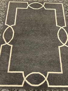 lot 146 image: Geometric Border Rug - Dark Gray & Cream - 8 X 10 8