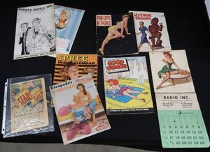 lot 54 image: VINTAGE PIN UP COMICS BOOKS AND CALENDERS