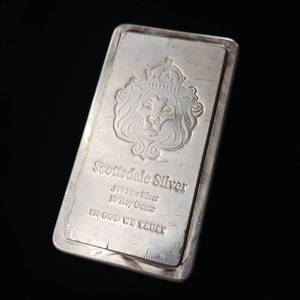 lot 8 image: Scottsdale Mint Stacker 10 ounce Silver Bar � Tax Exempt - .999 Pure Silver