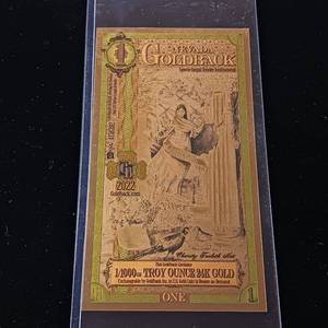 lot 7 image: Nevada Goldback $1 Note � Contains 11000 Troy oz of 24Karat pure Gold - TAX EXEMPT