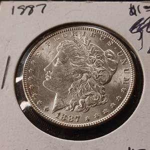 lot 14 image: 1887 Morgan Silver Dollar � 90% Silver � MS64 - TAX EXEMPT