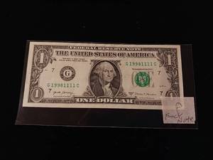lot 24 image: Fancy Note � Federal Reserve 2017A $1 Note � 5 ones in serial number - TAX EXEMPT
