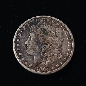 lot 34 image: 1884-S Morgan Silver Dollar � 90% Silver - TAX EXEMPT