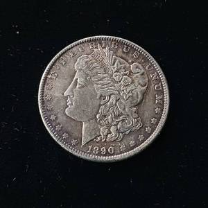 lot 52 image: 1890 Morgan Silver Dollar � 90% Silver � in good circulated condition  - TAX EXEMPT