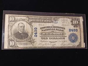 lot 54 image: National Currency Drovers and Mechanics Ten Dollars � Baltimore � 2499 � Dated Dec 30, 1929  - TAX EXEMPT