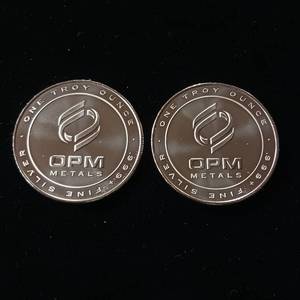 lot 55 image: 2 Uncirculated Bullion Coins � 2 troy ounces total � OPM Metals � .999% silver tax exempt -  Made in the USA