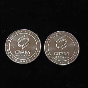 lot 68 image: 2 Uncirculated Bullion Coins � 2 troy ounces total � OPM Metals � .999% silver tax exempt -  Made in the USA