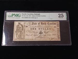 lot 78 image: $1 State of North Carolina � Oct 20 1861 � Received in payment of public dues - TAX EXEMPT