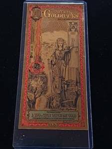 lot 98 image: Nevada Goldback $10 Note � Contains 11000 Troy oz of 24Karat pure gold. - TAX EXEMPT