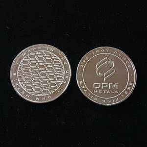 lot 100 image: 2 Uncirculated Bullion Coins � 2 troy ounces total � OPM Metals � .999% silver tax exempt -  Made in the USA - TAX EXEMPT