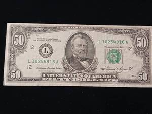 lot 111 image: 1981A OrtegaRegan � FR# 2121A � Fine $50 Note - TAX EXEMPT