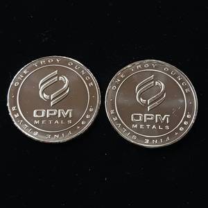 lot 112 image: 2 Uncirculated Bullion Coins � 2 troy ounces total � OPM Metals � .999% silver tax exempt -  Made in the USA