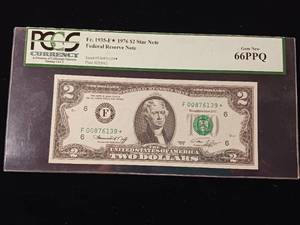 lot 123 image: 1976 Two Dollars Federal Reserve Star Note -  Gem New uncirculated 66 PPQ - TAX EXEMPT