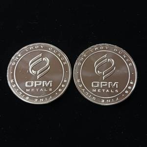 lot 121 image: 2 Uncirculated Bullion Coins � 2 troy ounces total � OPM Metals � .999% silver tax exempt -  Made in the USA